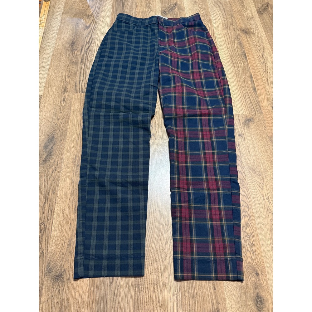 Hollister Pants Womens 26x25.5 Green Red Yellow Blue Plaid Ultra High Rise
